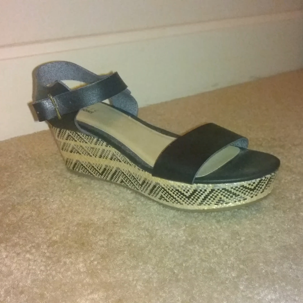 Black, grey and tan wedges